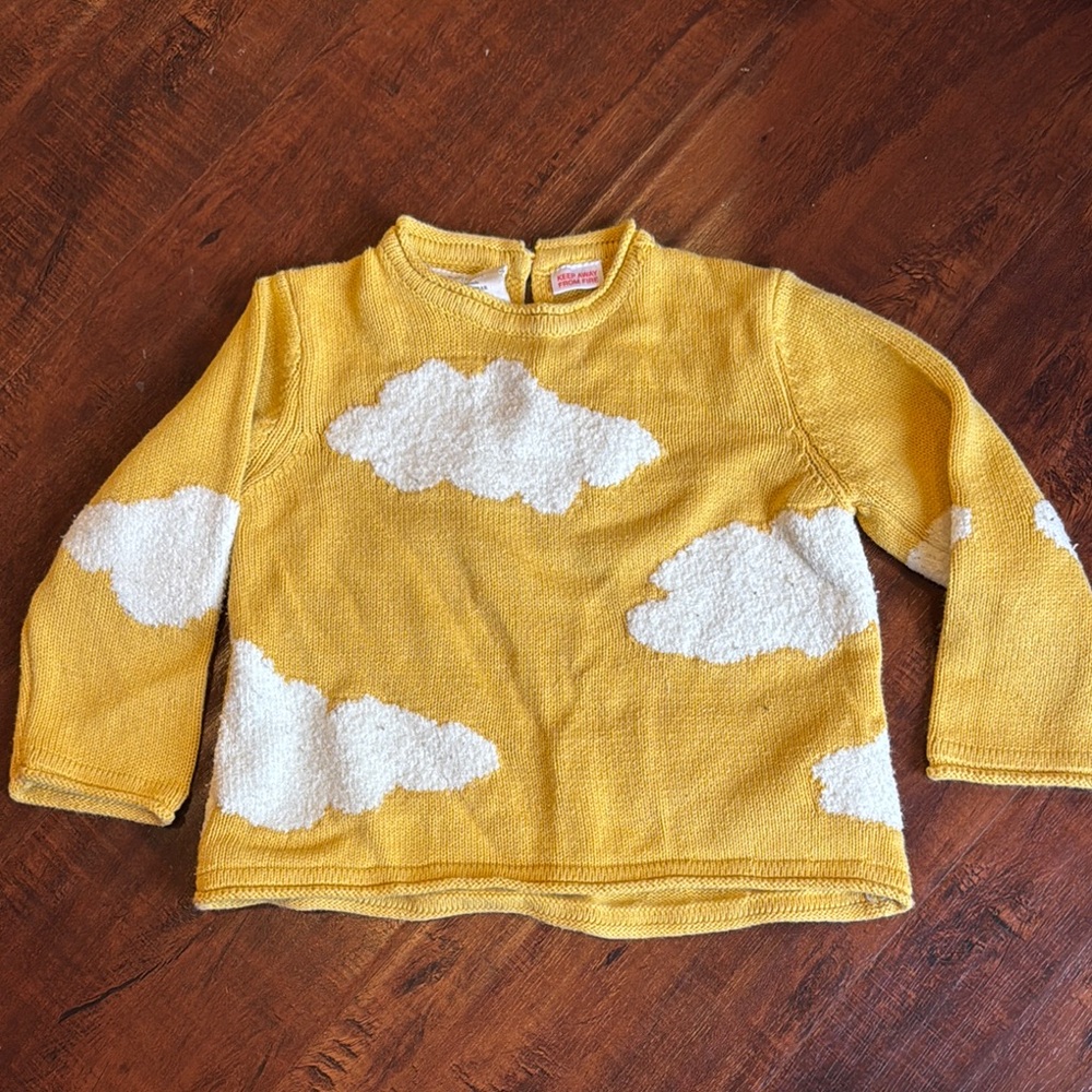 Zara baby girl Yellow Cloud Pattern Kids Sweater